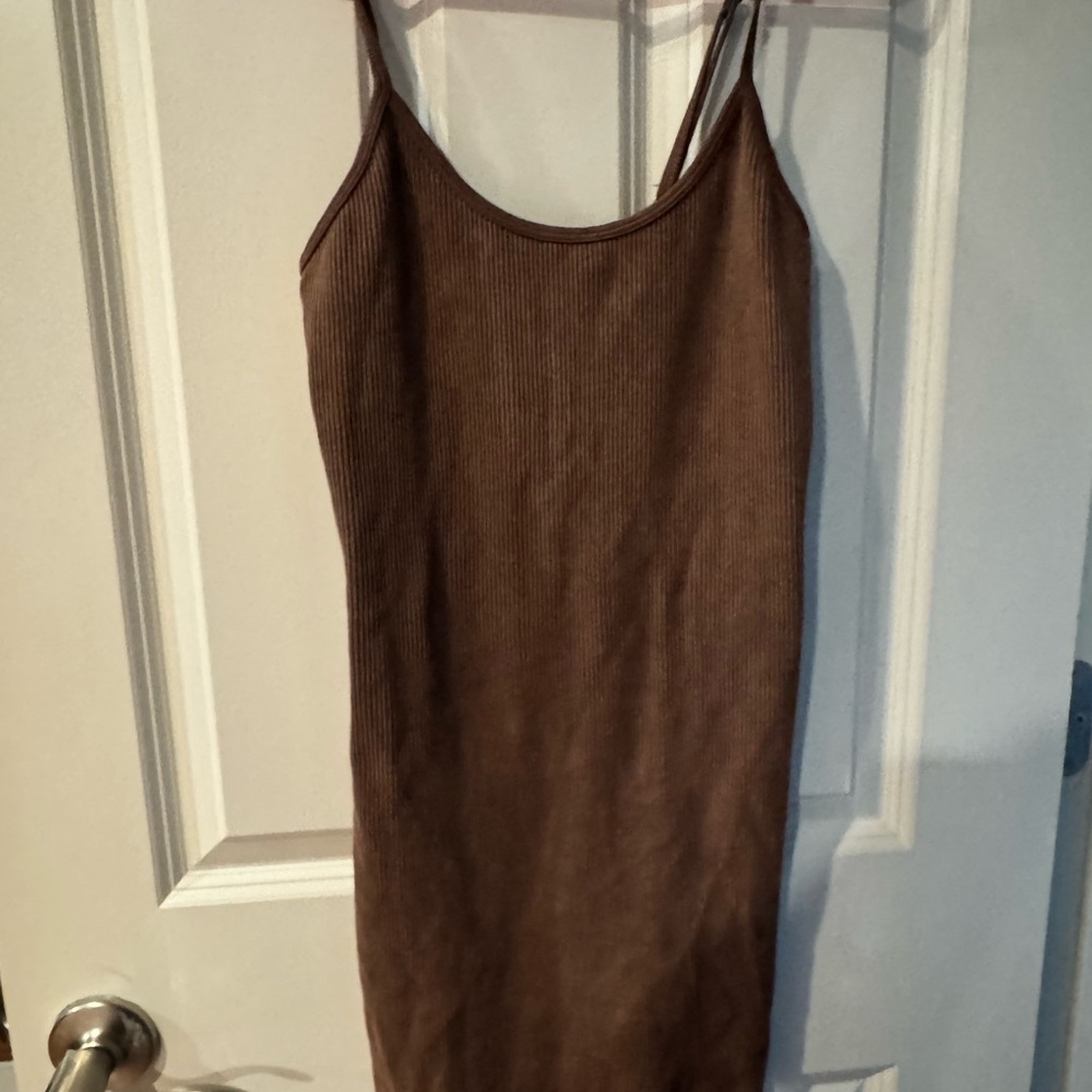 Forever 21 Brown Ribbed Slip Dress